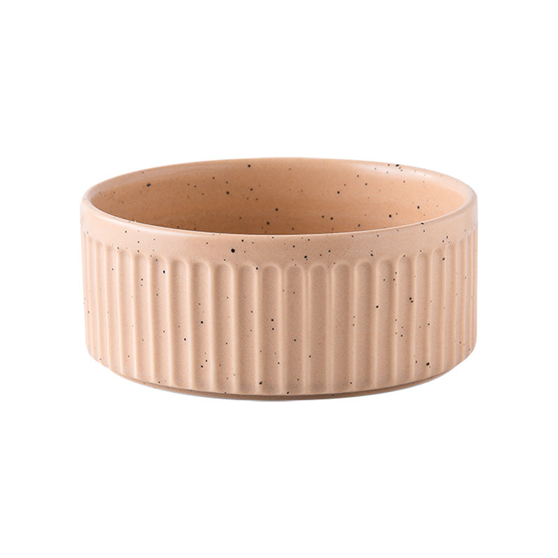 Single, Double or Triple Ceramic Pet Bowls on Wood Base - InspirationIncluded