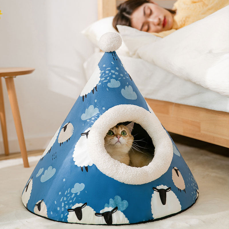 Cone Shaped Soft Cat Nest Bed - Various sizes & Patterns Cone Shaped Bed - InspirationIncluded