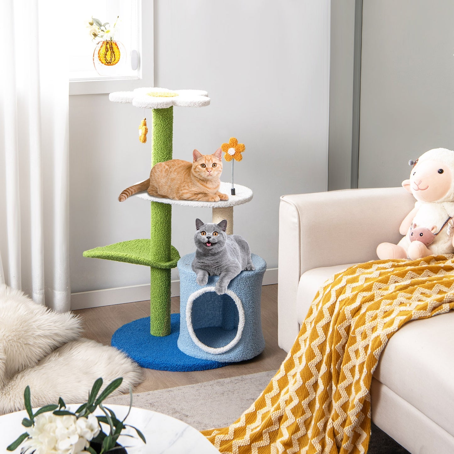 Spring Flowers - Cat Tree - With Condo