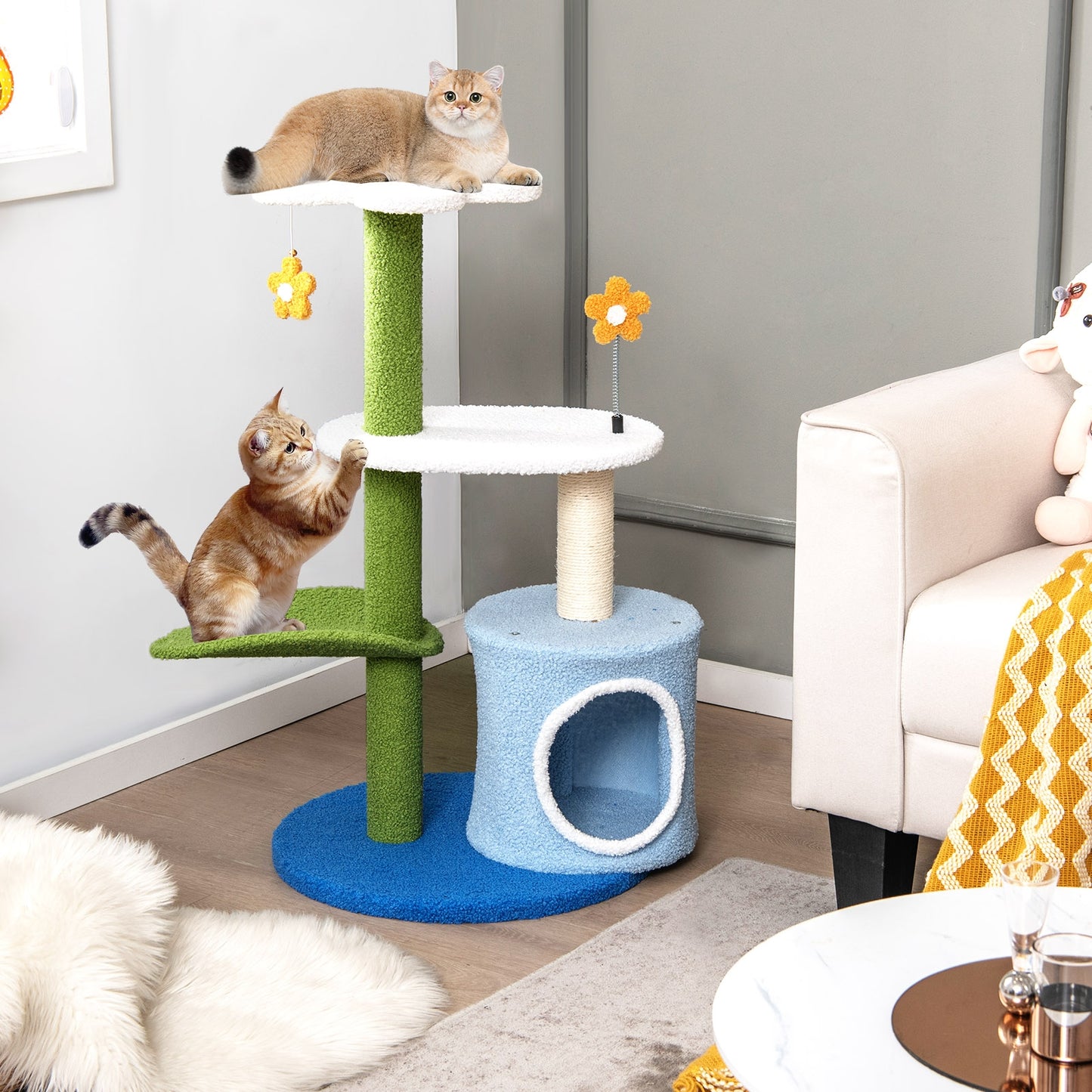Spring Flowers - Cat Tree - With Condo