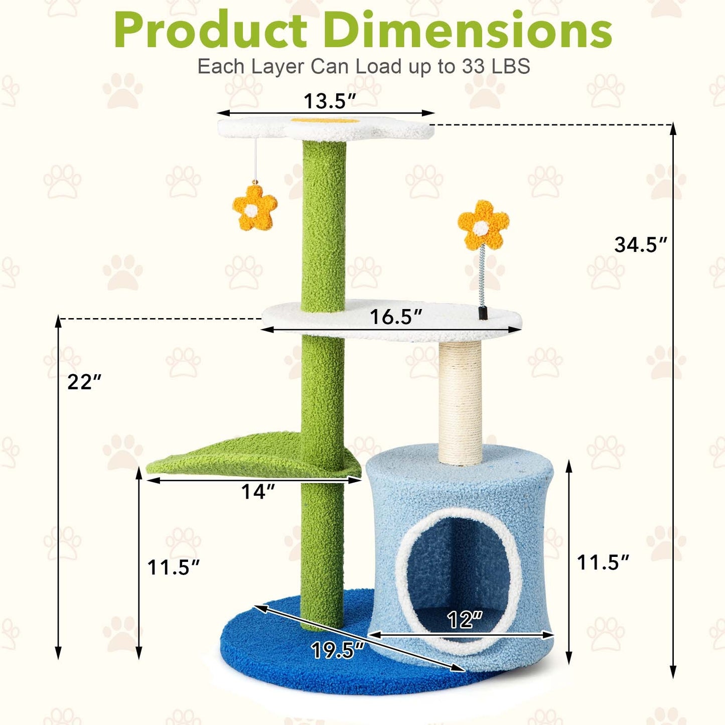 Spring Flowers - Cat Tree - With Condo