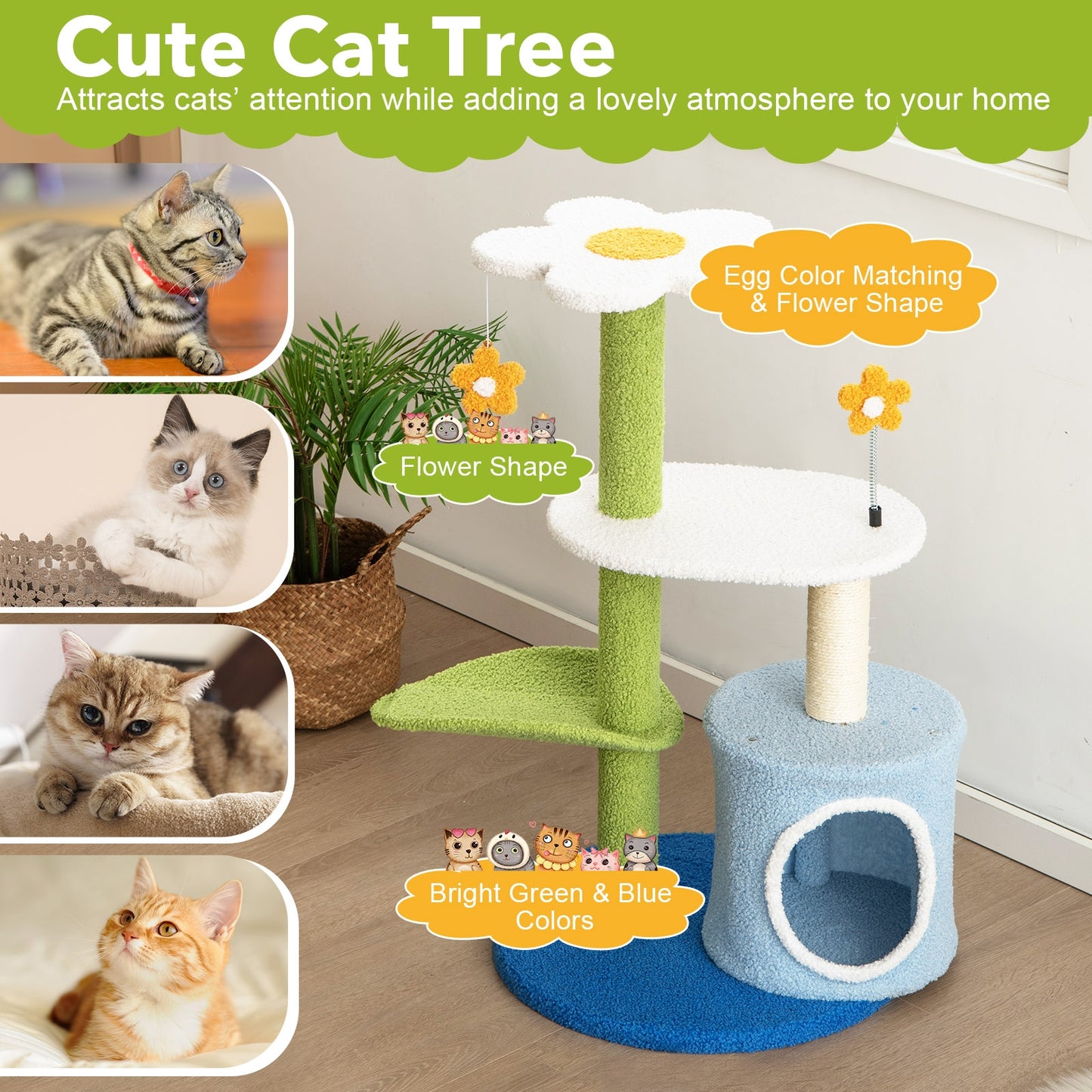 Spring Flowers - Cat Tree - With Condo