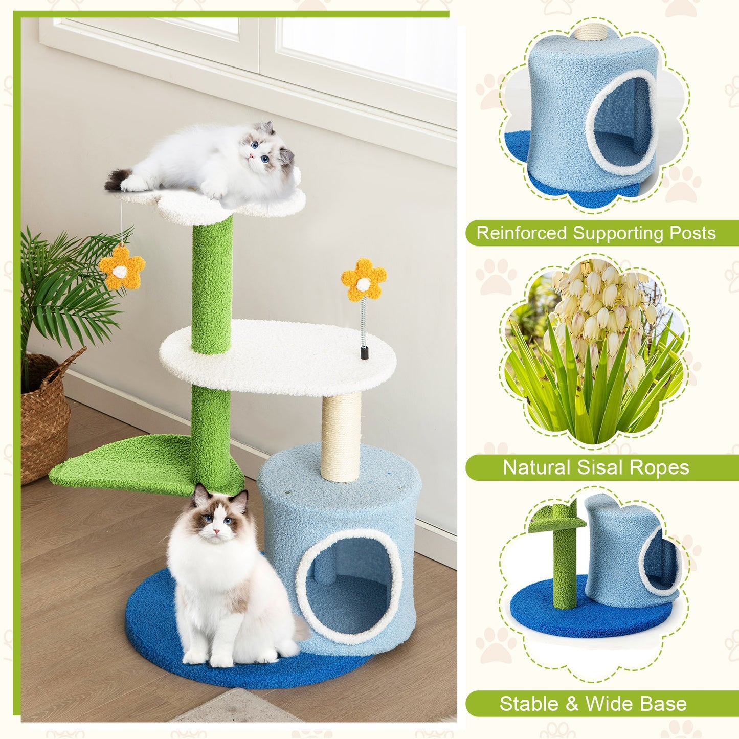 Spring Flowers - Cat Tree - With Condo