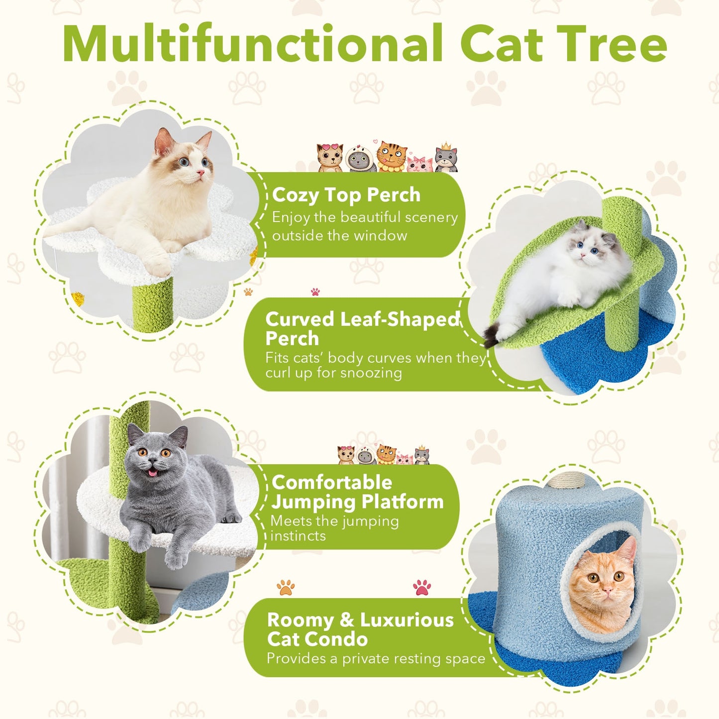 Spring Flowers - Cat Tree - With Condo