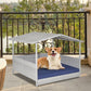 Wicker Outdoor Dog Lounger with Waterproof Roof and Washable Cushion Cover