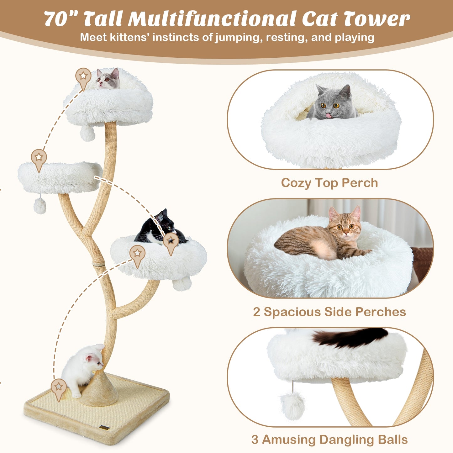 In The Clouds - Cat Tower - Natural