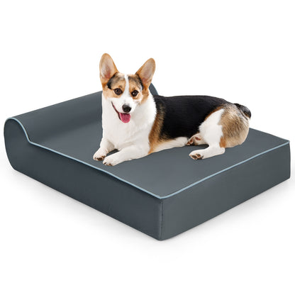 Orthopedic Memory Foam Dog Bed with Removable Washable Cover-Grey